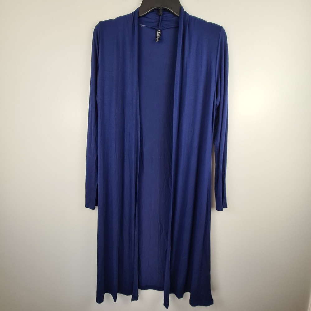 Made by Johnny Royal Blue Open Front Modal Long Cardigan Womens Medium  Basic
